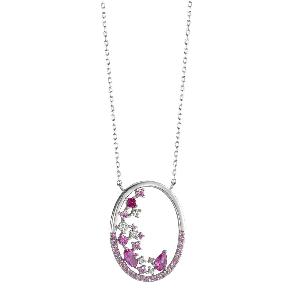 Collier Argent Zircone rose Rhodié 39-43 cm