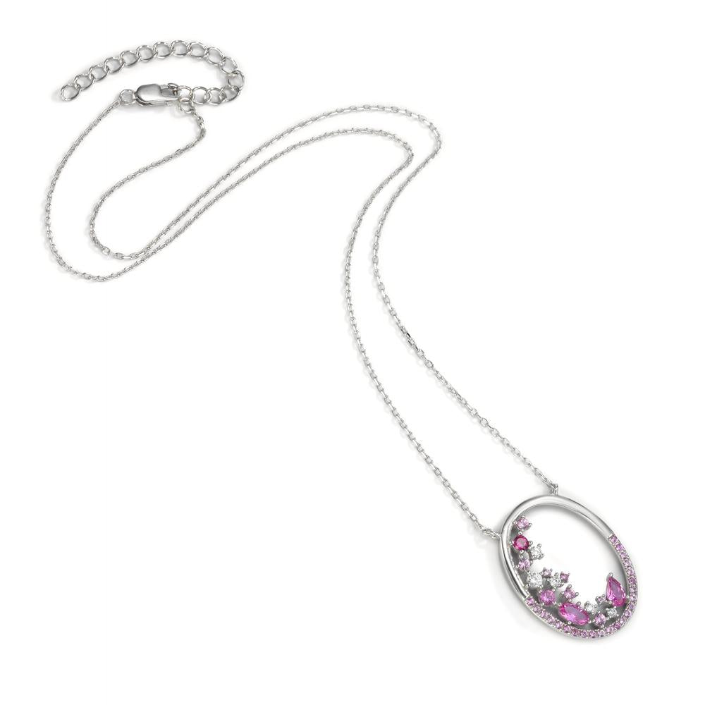 Collier Argent Zircone rose Rhodié 39-43 cm