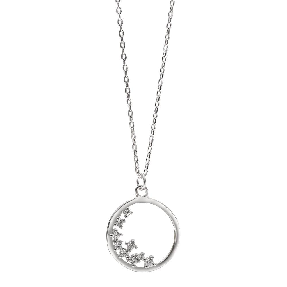 Collier Silber Zirkonia 9 Steine rhodiniert verstellbar Ø15 mm