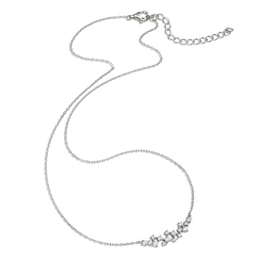 Collier Argent Zircone blanc, 16 Pierres Rhodié 39-44 cm