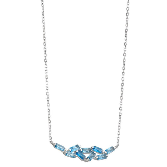 Collana Argento Zirconia blu, 9 pietra rodiato 39-44 cm