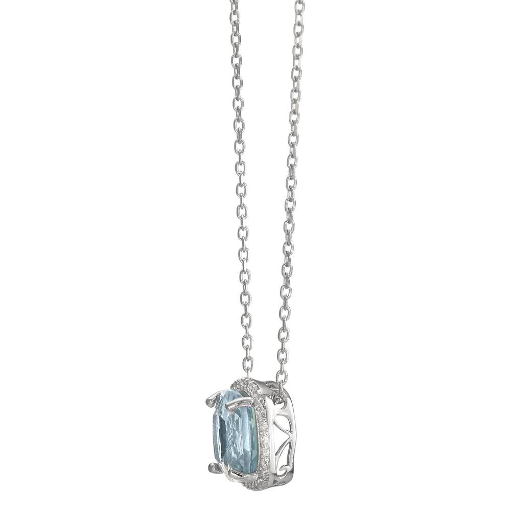 Collier Argent Topaze bleu Rhodié 40-45 cm