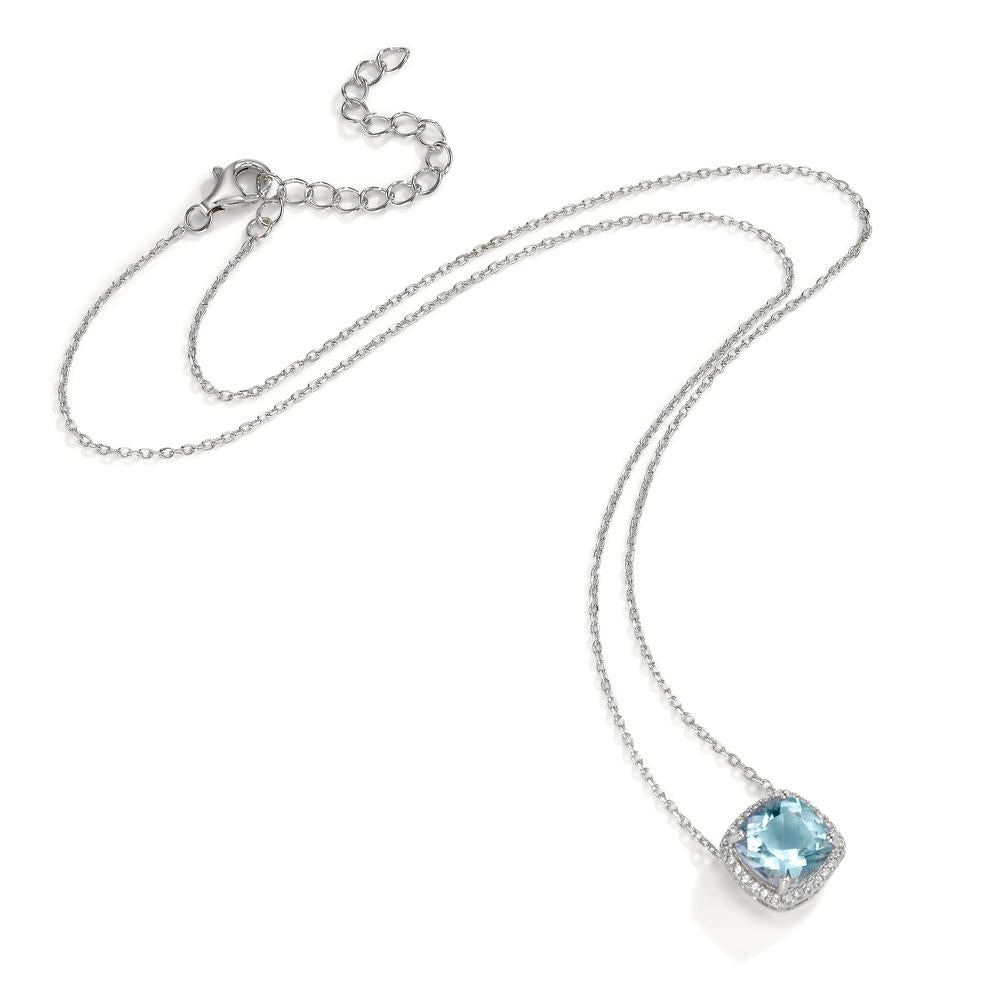 Collier Argent Topaze bleu Rhodié 40-45 cm