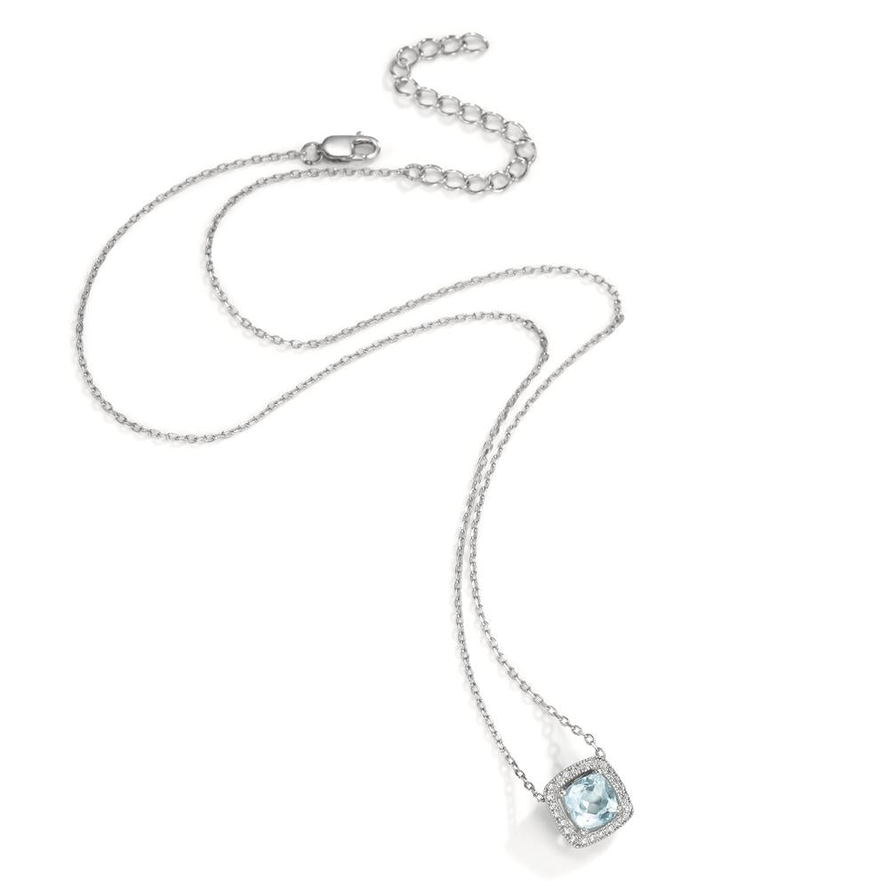 Collier Argent Topaze bleu Rhodié 40-45 cm