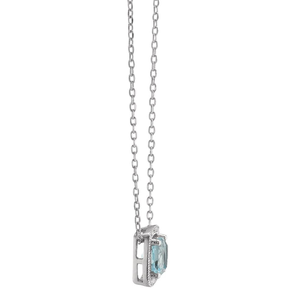 Collier Argent Topaze bleu Rhodié 40-45 cm