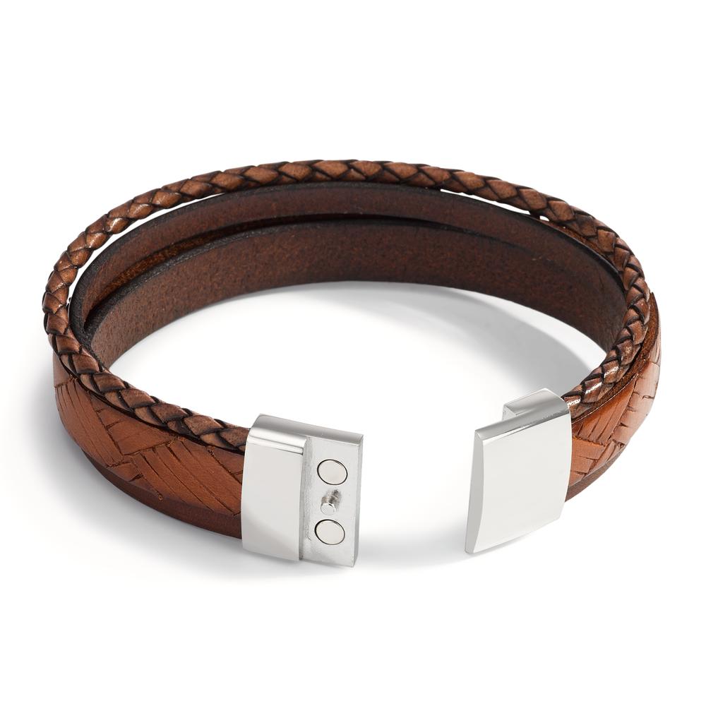 Bracelet Cuir, Acier inoxydable 21 cm