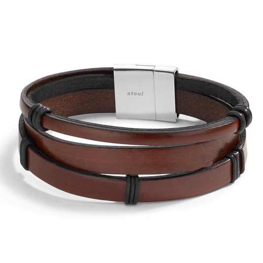 Bracelet Cuir, Acier inoxydable 21 cm