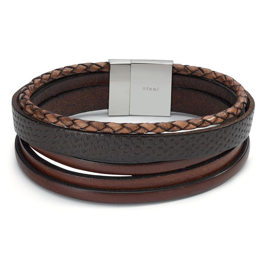 Bracelet Cuir, Acier inoxydable 21 cm