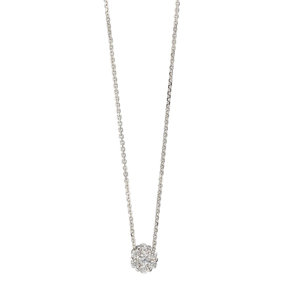 Collier Or blanc 18K Zircone 7 Pierres 41 cm