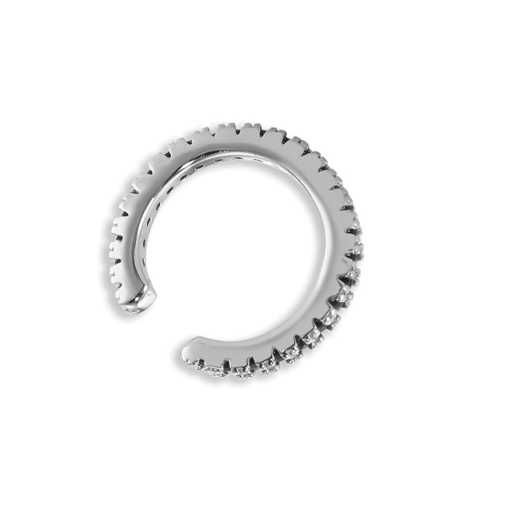 Ear cuff Argent Zircone noir, 26 Pierres Rhodié Ø14 mm