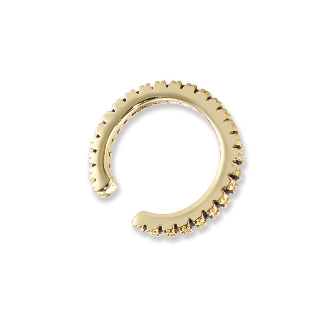 Ear cuff Argent Zircone noir, 26 Pierres jaune Plaqué or Ø14 mm