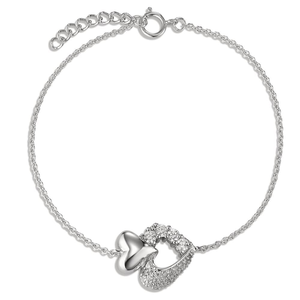 Bracelet Argent Zircone Coeur 17-19 cm