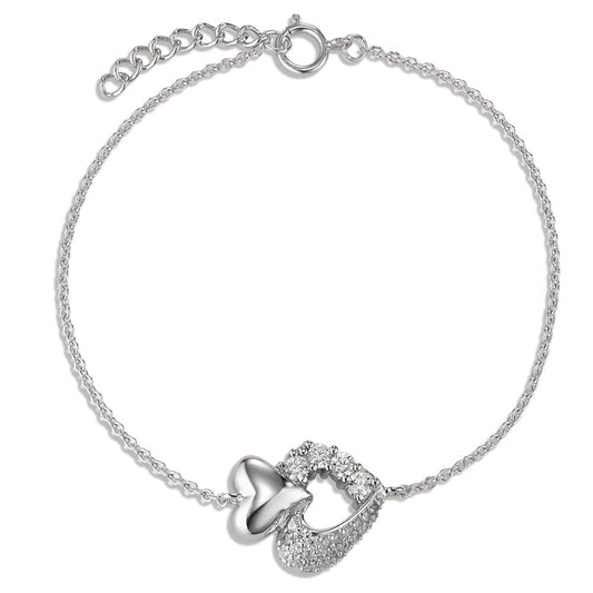 Bracciale Argento Zirconia Cuore 17-19 cm