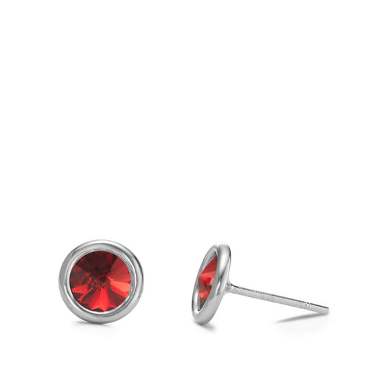 Clous d'oreilles Argent Zircone rouge, 2 Pierres Rhodié Pierre du Mois Ø9 mm