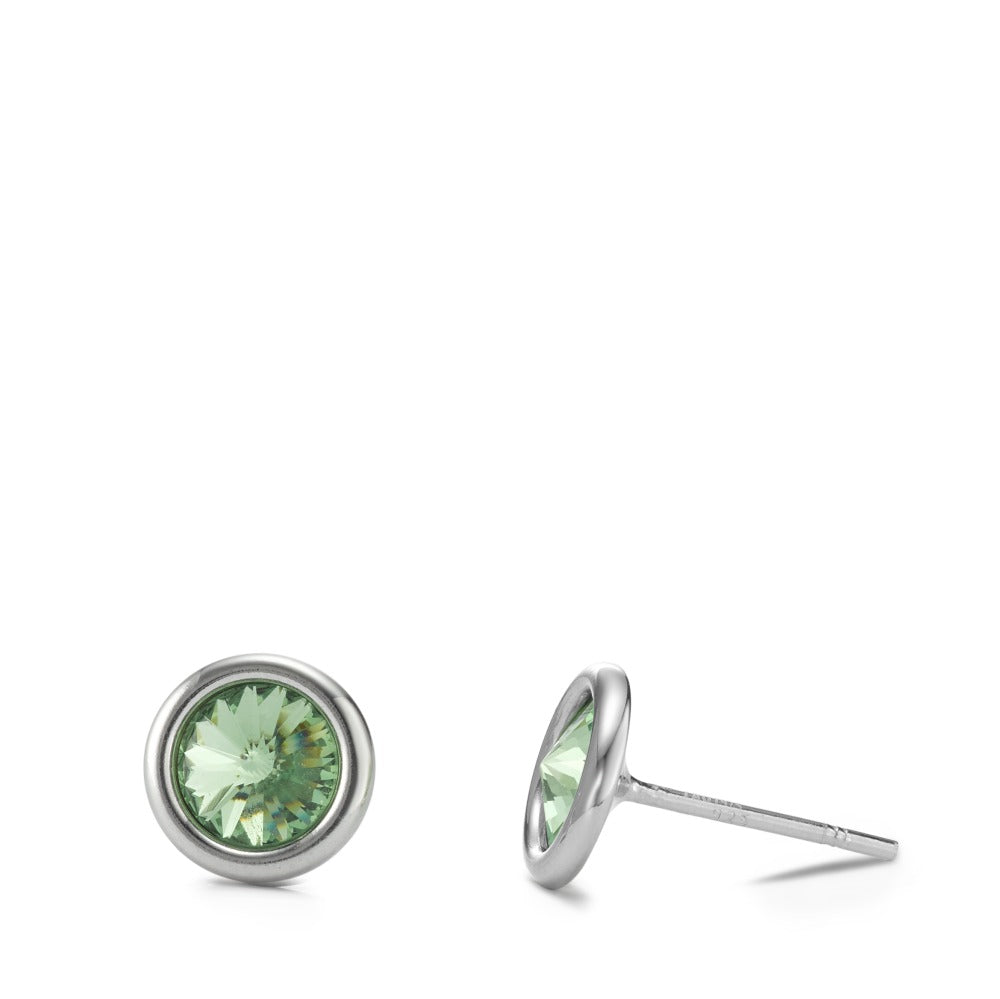 Clous d'oreilles Argent Zircone vert, 2 Pierres Rhodié Pierre du Mois Ø9 mm