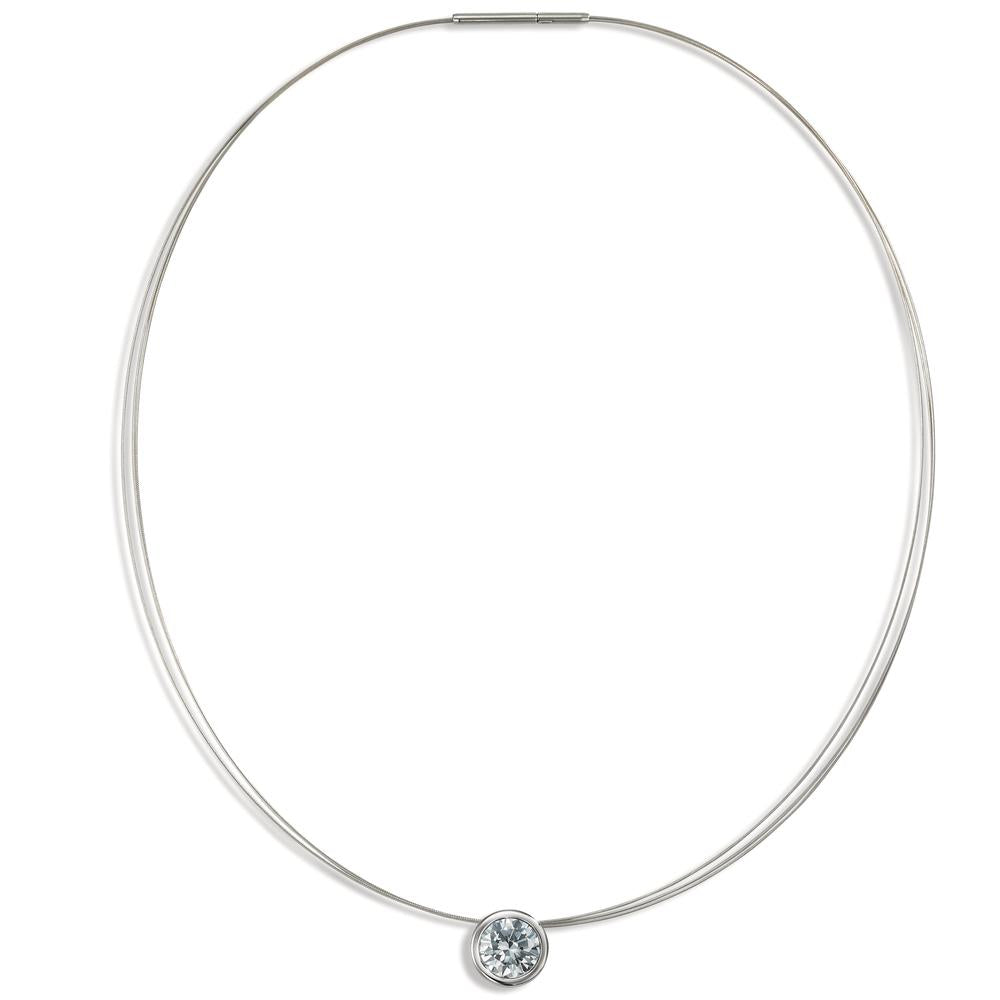 Collier Acier inoxydable Zircone blanc 42 cm Ø13 mm