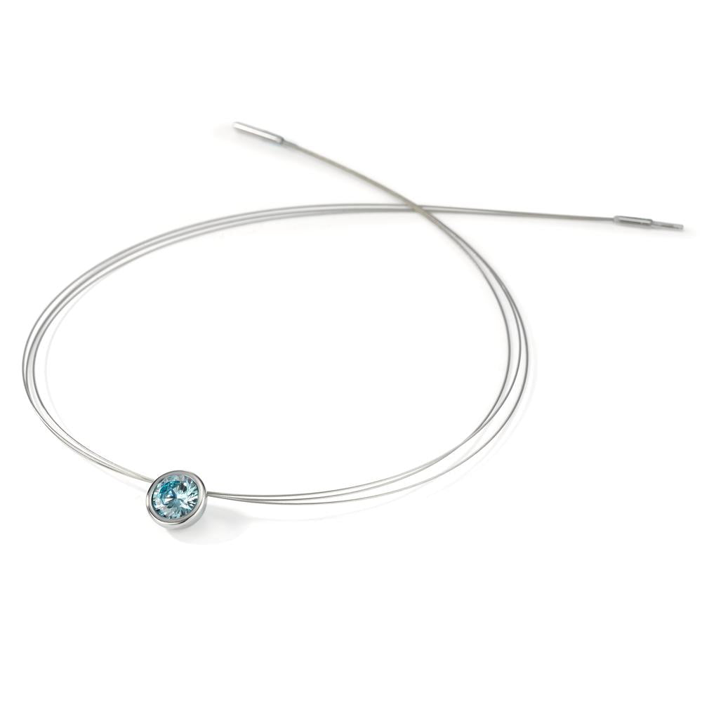 Halsreif Joy Edelstahl mit Aqua Blue Zirkonia