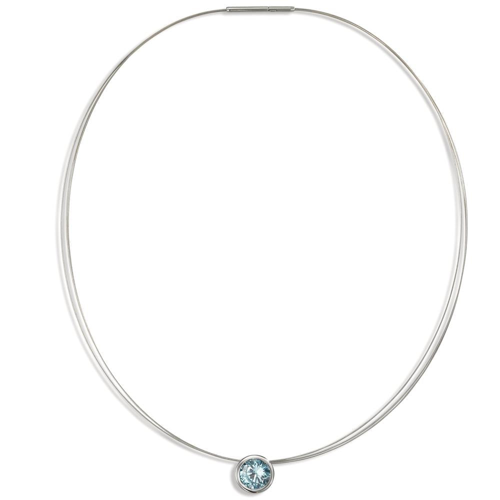 Halsreif Joy Edelstahl mit Aqua Blue Zirkonia