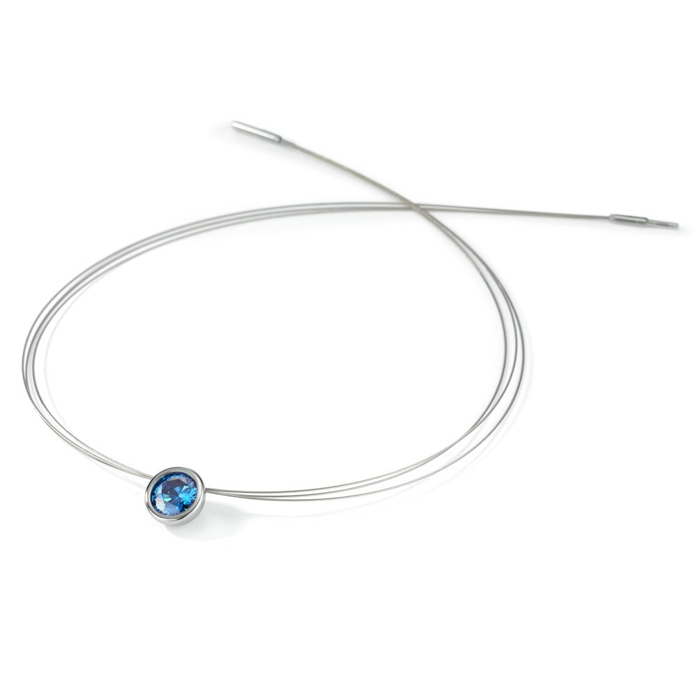 Collana Acciaio inossidabile Zirconia blu 42 cm Ø13 mm