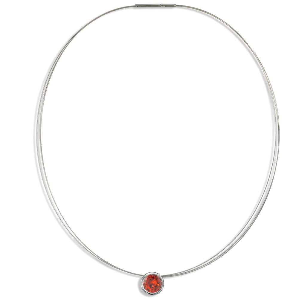 Collier Acier inoxydable Zircone orange 42 cm Ø13 mm