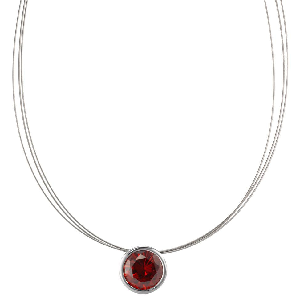 Collana Acciaio inossidabile Zirconia rosso 42 cm Ø13 mm