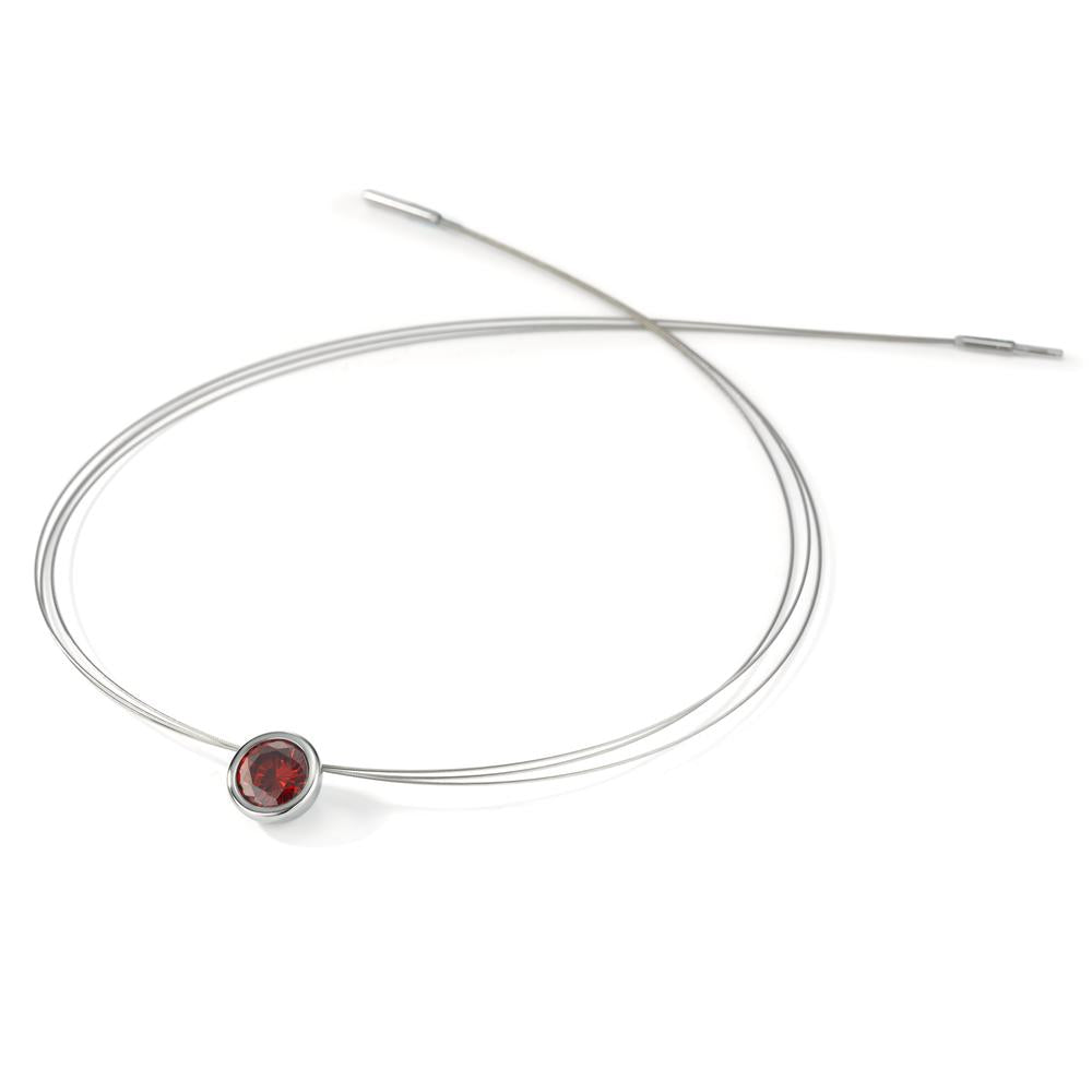 Collana Acciaio inossidabile Zirconia rosso 42 cm Ø13 mm