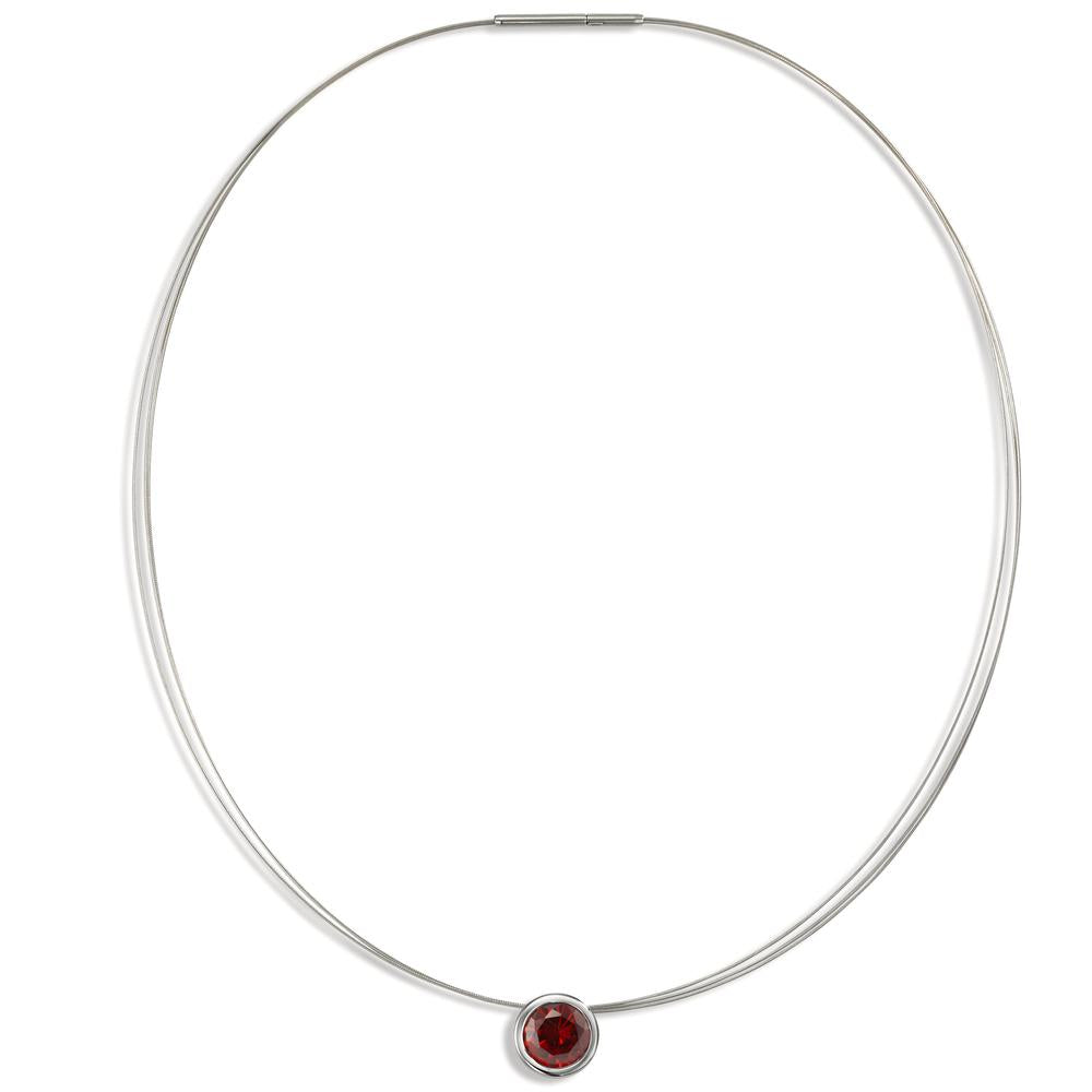 Collier Acier inoxydable Zircone rouge 42 cm Ø13 mm