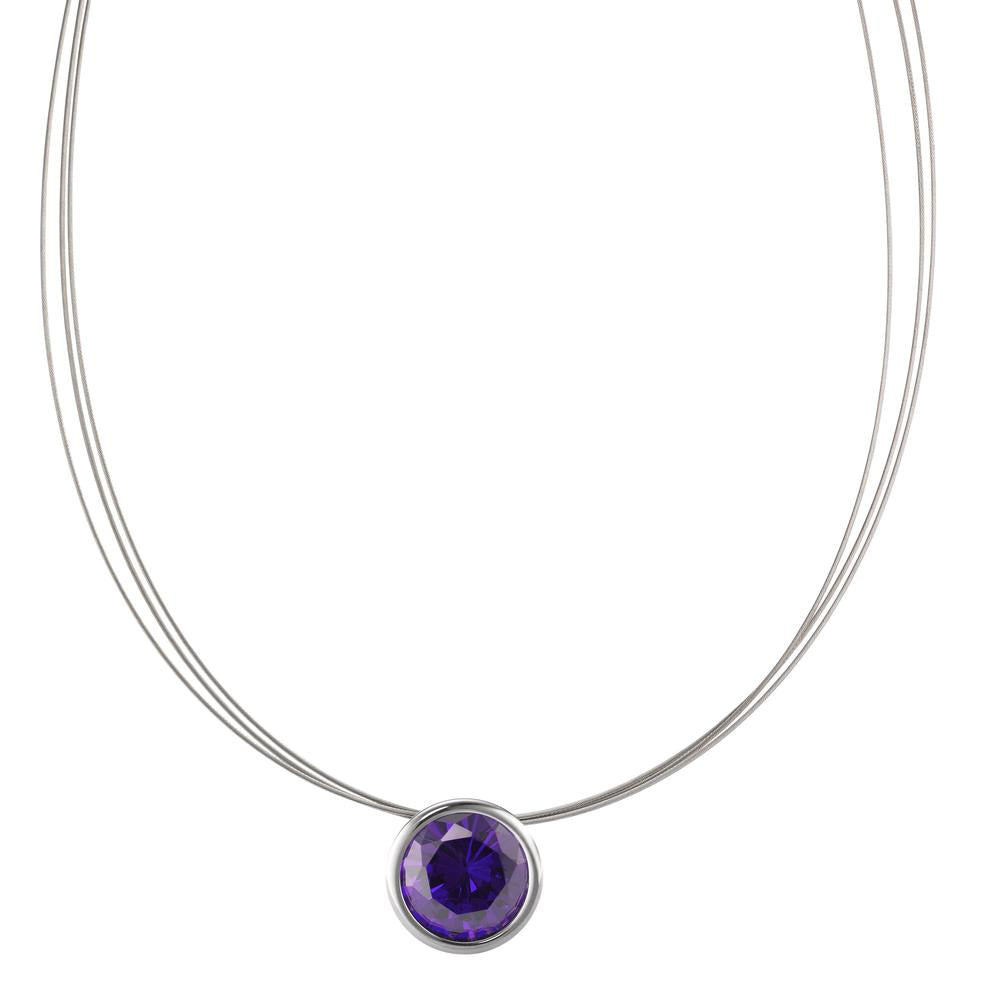 Collier Acier inoxydable Zircone violet 42 cm Ø13 mm