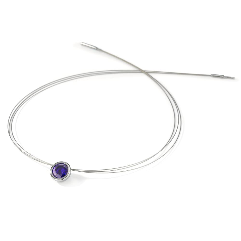 Collier Acier inoxydable Zircone violet 42 cm Ø13 mm