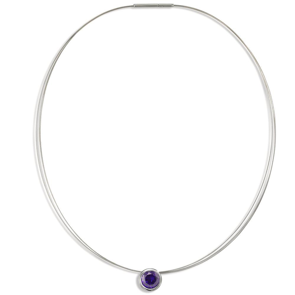 Collier Acier inoxydable Zircone violet 42 cm Ø13 mm