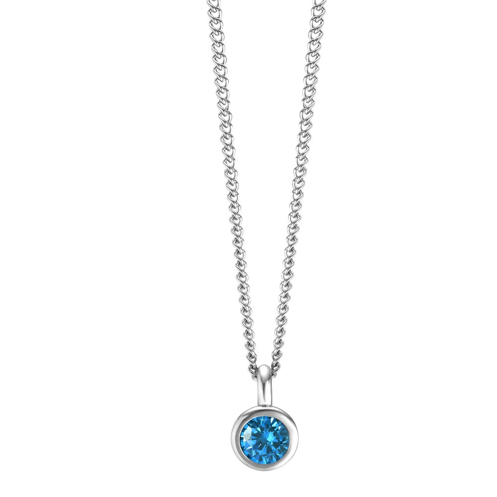 Chaînette avec pendentif Acier inoxydable Zircone bleu 42 cm Ø7 mm