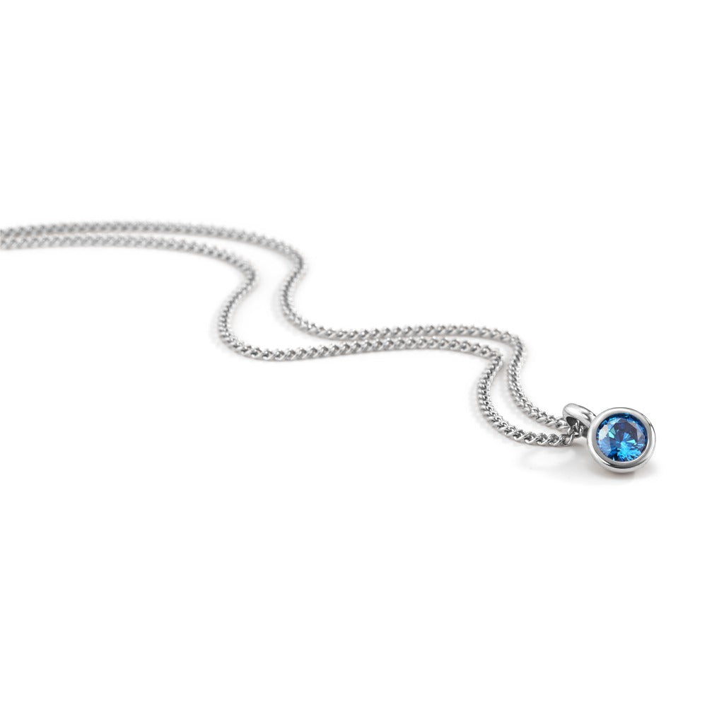 Chaînette avec pendentif Acier inoxydable Zircone bleu 42 cm Ø7 mm