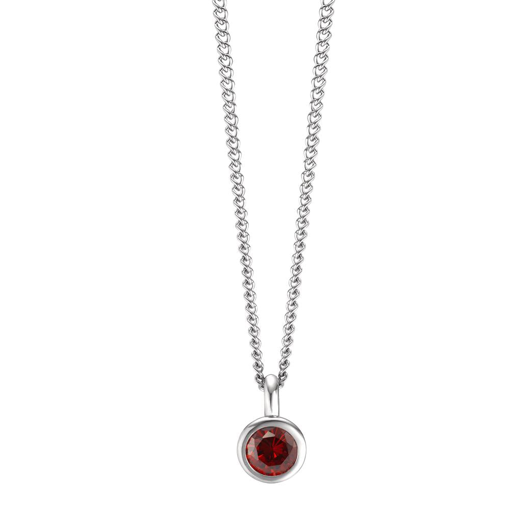 Chaînette avec pendentif Acier inoxydable Zircone rouge 42 cm Ø7 mm