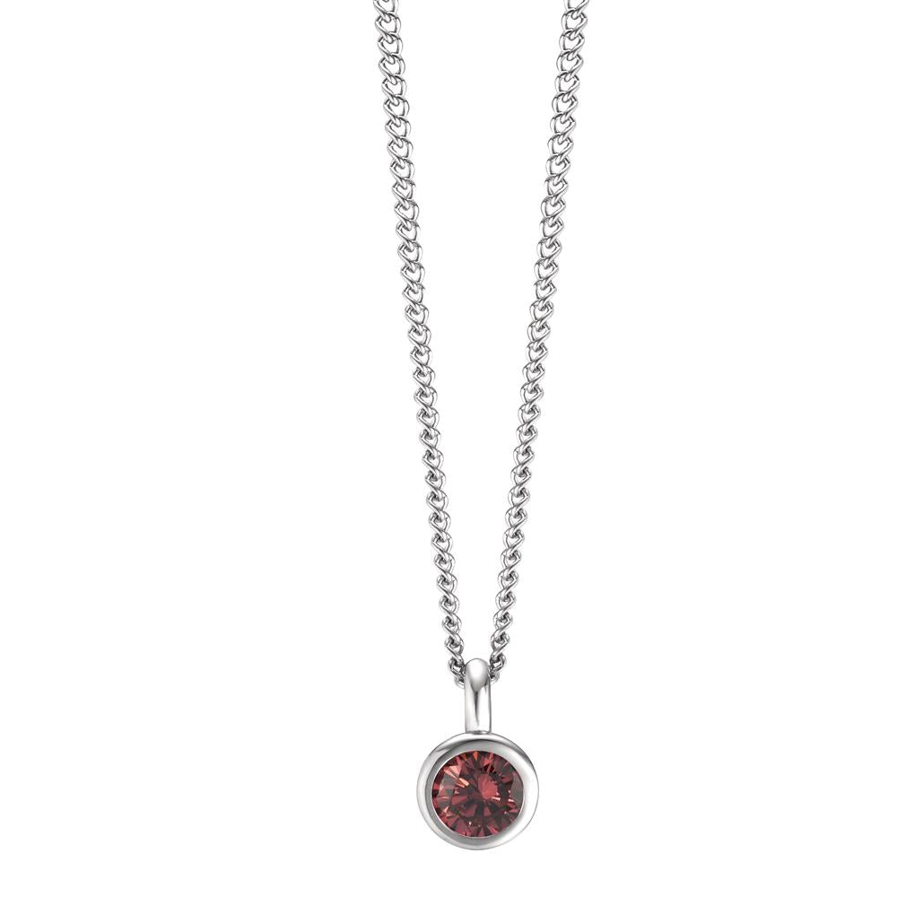 Chaînette avec pendentif Acier inoxydable Zircone rouge 42 cm Ø7 mm