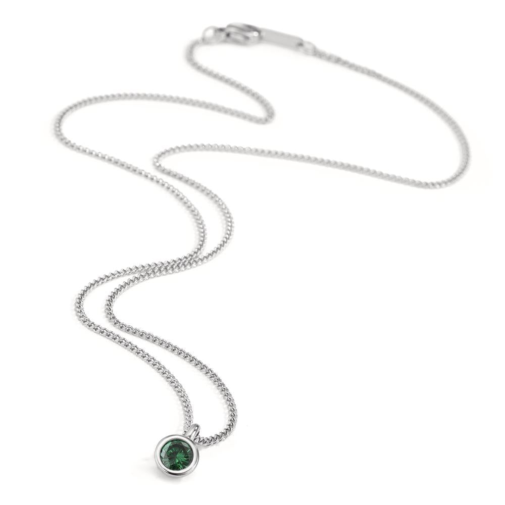 Chaînette avec pendentif Acier inoxydable Zircone vert 42 cm Ø7 mm