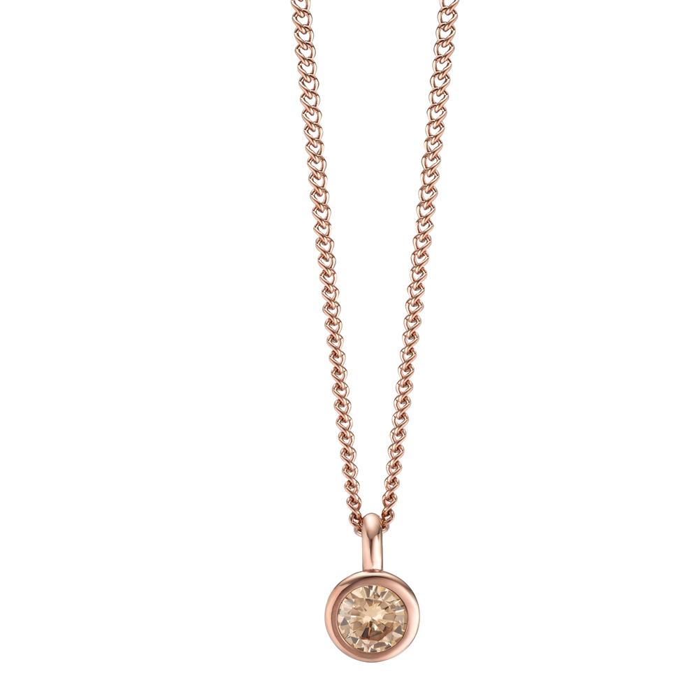 Chaînette avec pendentif Acier inoxydable Zircone rosé PVD 42 cm Ø7 mm