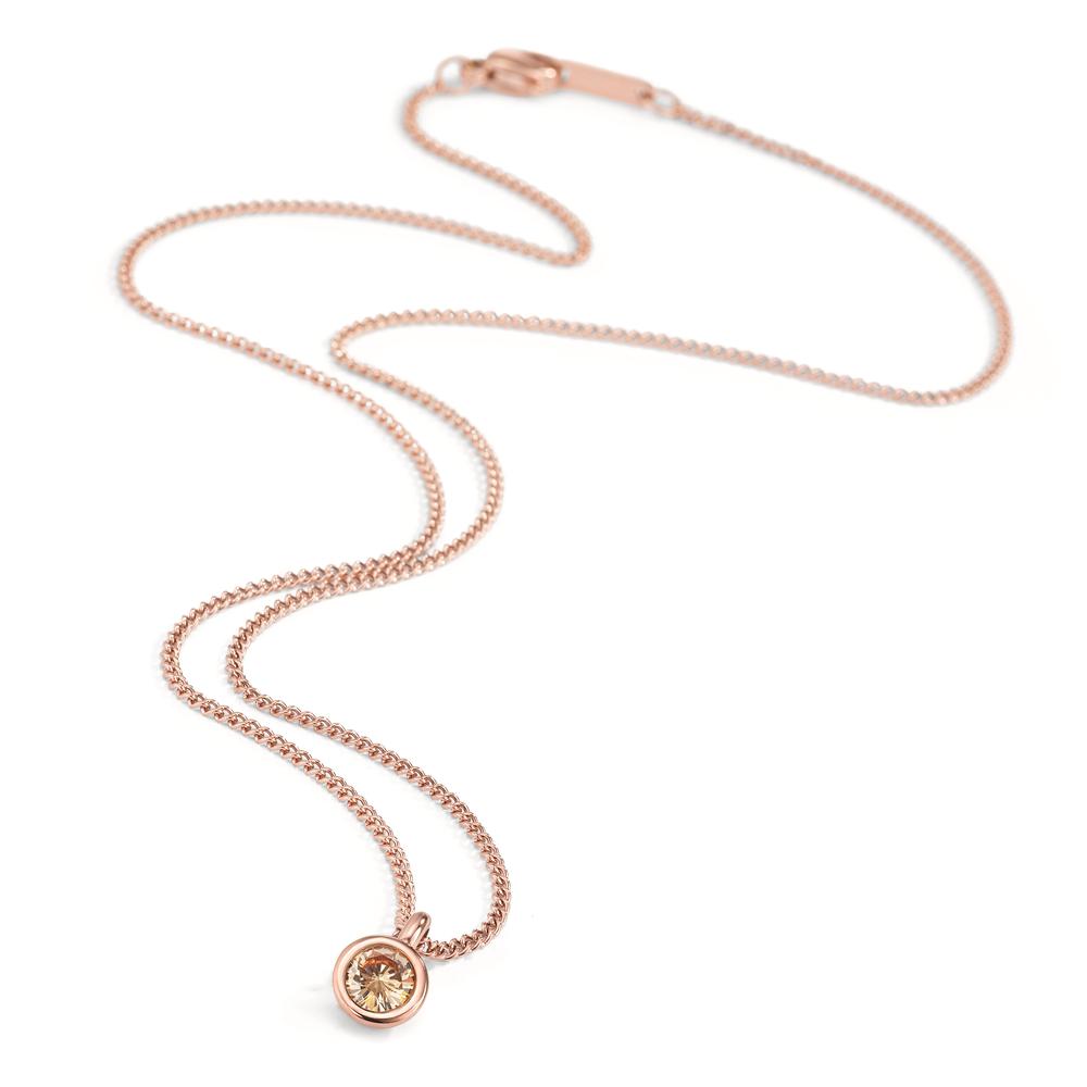 Chaînette avec pendentif Acier inoxydable Zircone rosé PVD 42 cm Ø7 mm