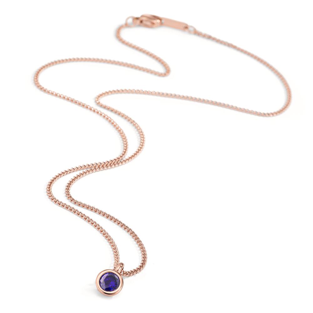 Chaînette avec pendentif Acier inoxydable Zircone violet PVD 42 cm Ø7 mm