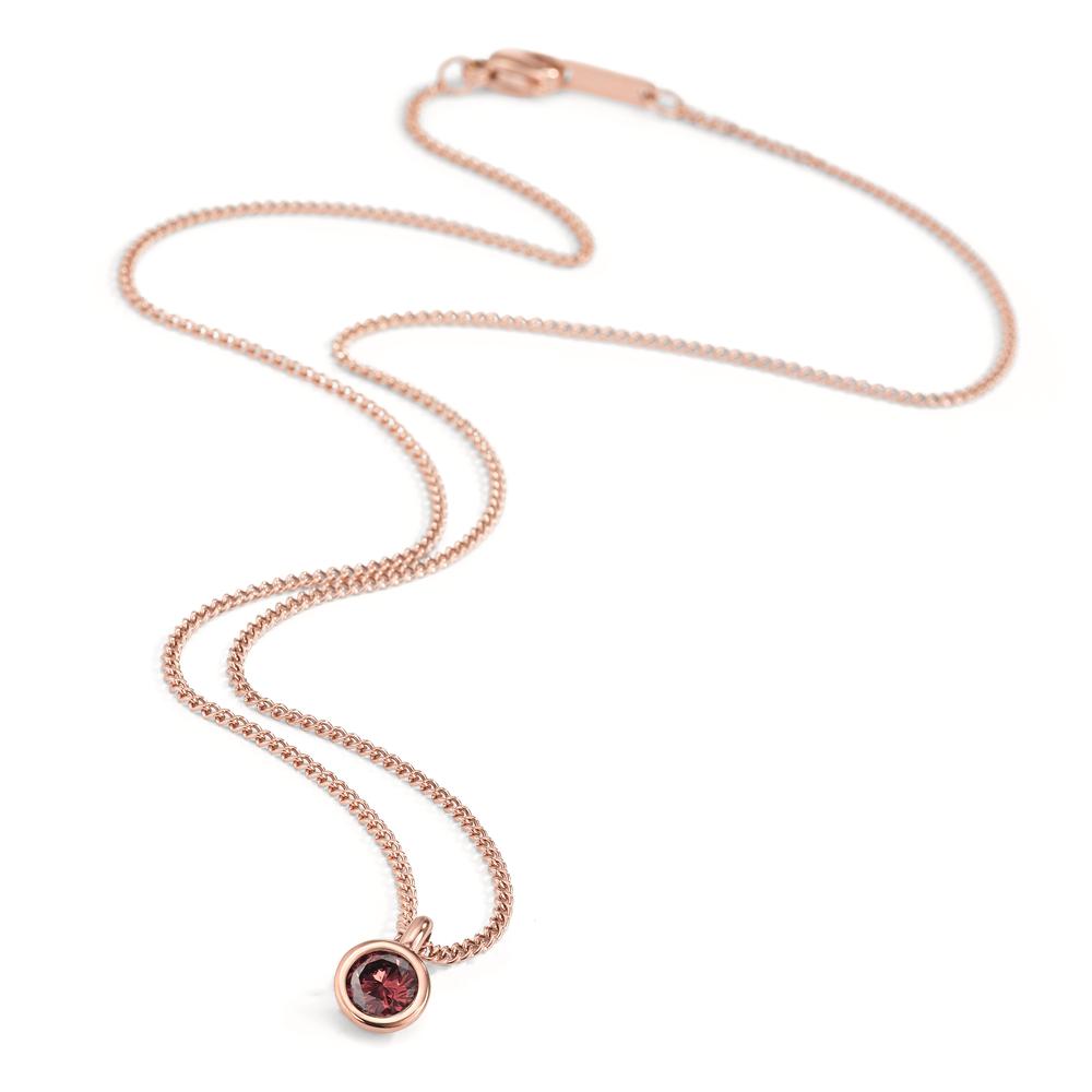 Chaînette avec pendentif Acier inoxydable Zircone rouge PVD 42 cm Ø7 mm