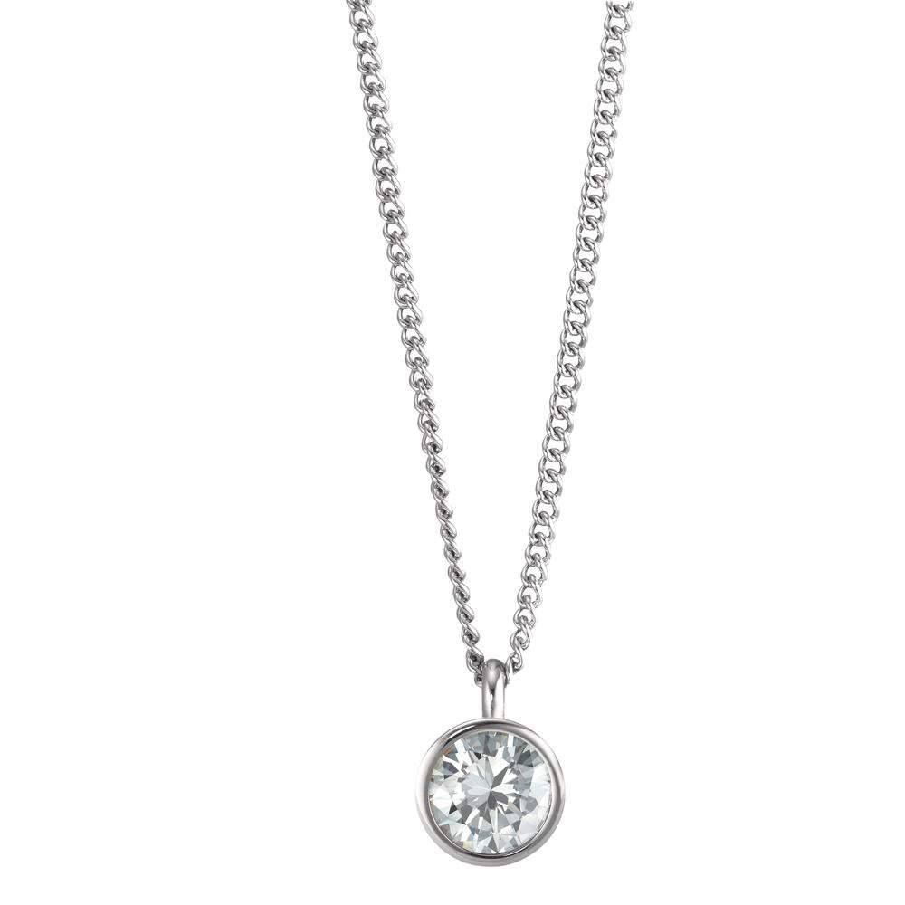 Chaînette avec pendentif Acier inoxydable Zircone blanc 42 cm Ø9.5 mm