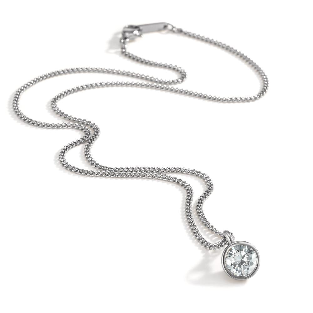 Chaînette avec pendentif Acier inoxydable Zircone blanc 42 cm Ø9.5 mm