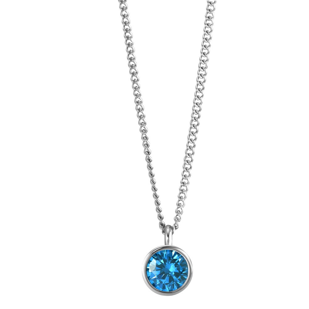 Chaînette avec pendentif Acier inoxydable Zircone bleu 42 cm Ø9.5 mm