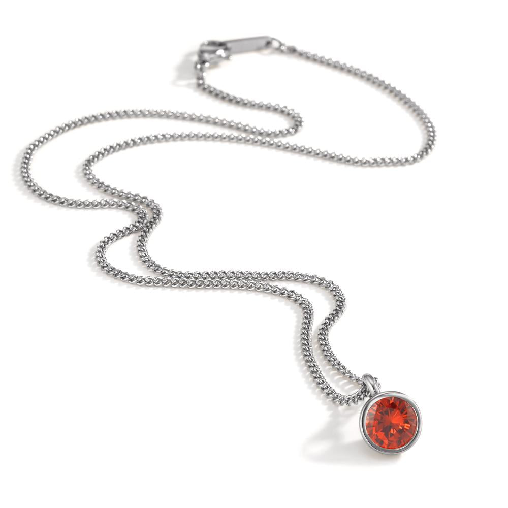 Chaînette avec pendentif Acier inoxydable Zircone orange 42 cm Ø9.5 mm