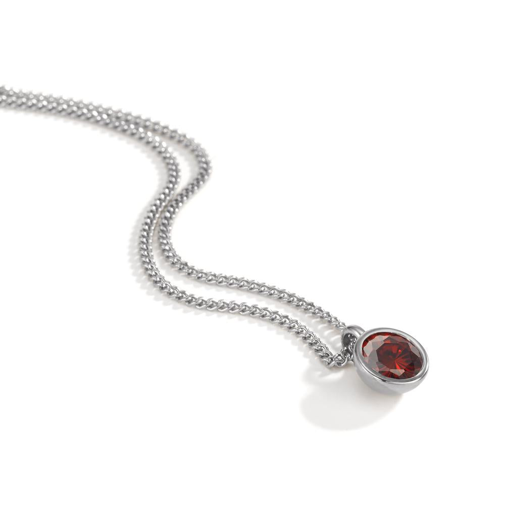 Catena con ciondolo Acciaio inossidabile Zirconia rosso 42 cm Ø9.5 mm