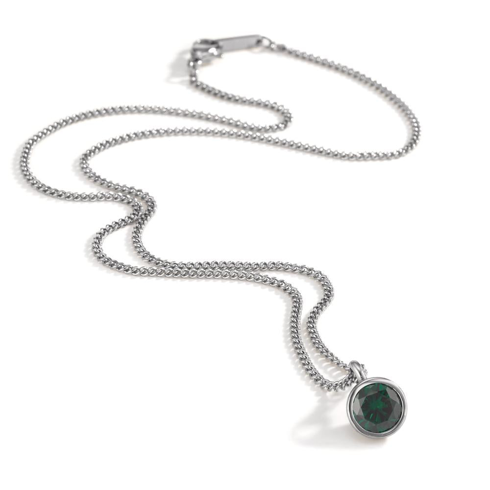 Chaînette avec pendentif Acier inoxydable Zircone vert 42 cm Ø9.5 mm