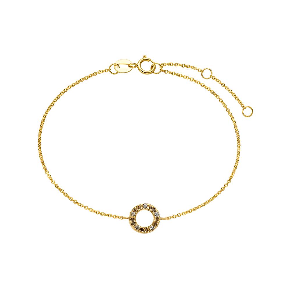 Bracciale Oro giallo 375/9K Topazio bianco, Quarzo fumé 15-18 cm