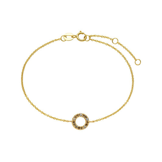 Bracelet Or jaune 9K Topaze blanc, Quartz fumé 15-18 cm