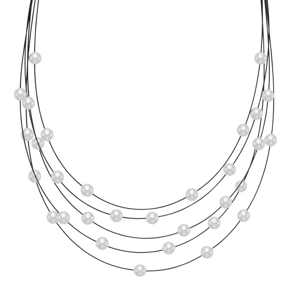 Collier Acier inoxydable noir PVD perle de culture 42 cm