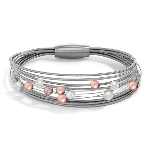 Bracelet Acier inoxydable, Aluminium perle de culture 18 cm