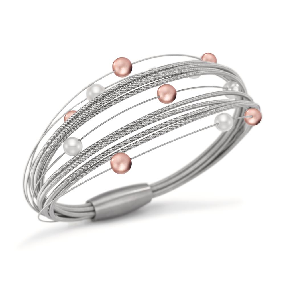 Bracelet Acier inoxydable, Aluminium perle de culture 18 cm